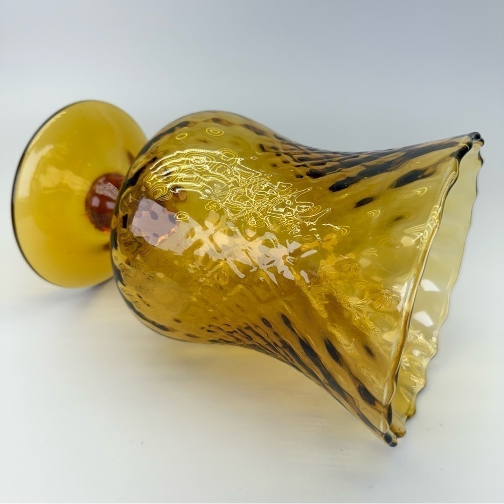 Vintage Empoli Amber Optic Glass Vase - Picture 6 of 9